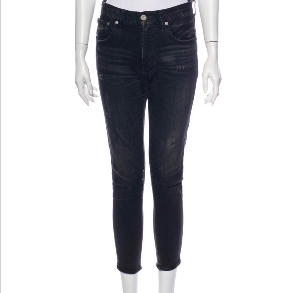 Moussy skinny dark grey distressed jeans 26